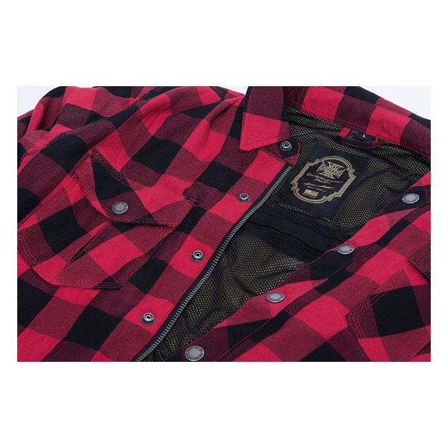 West Coast Choppers Dominator Riding Flannel Shirt Red / Black CE Approved - FREE UK Shipping, FREE 365 Day Returns | Moto Central