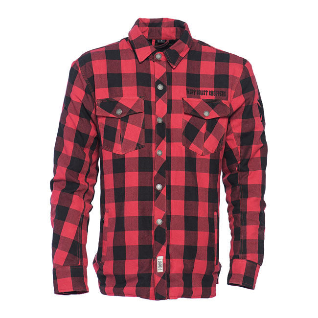 West Coast Choppers Dominator Riding Flannel Shirt Red / Black CE Approved - FREE UK Shipping, FREE 365 Day Returns | Moto Central