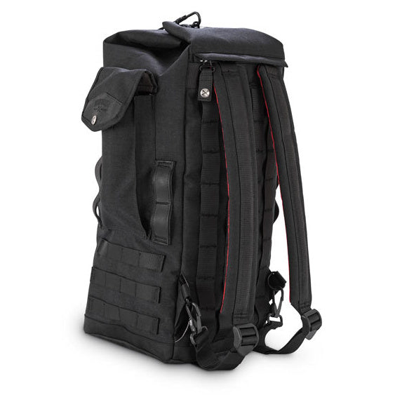 Burly Voyager Sissy Bar Backpack Black Cordura - backpack side profile