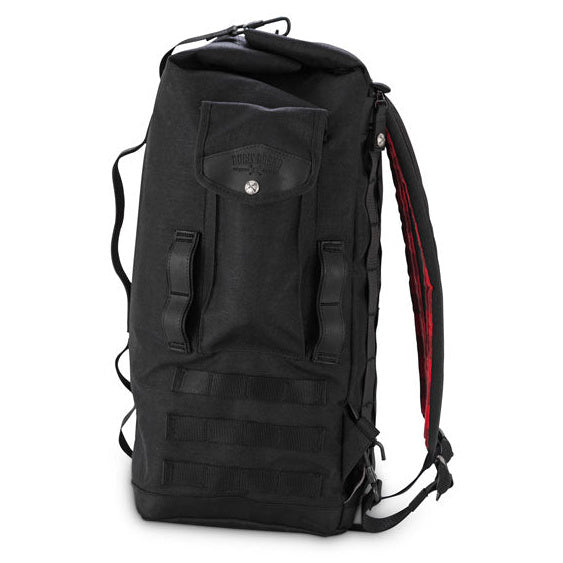 Burly Voyager Sissy Bar Backpack Black Cordura - backpack front view