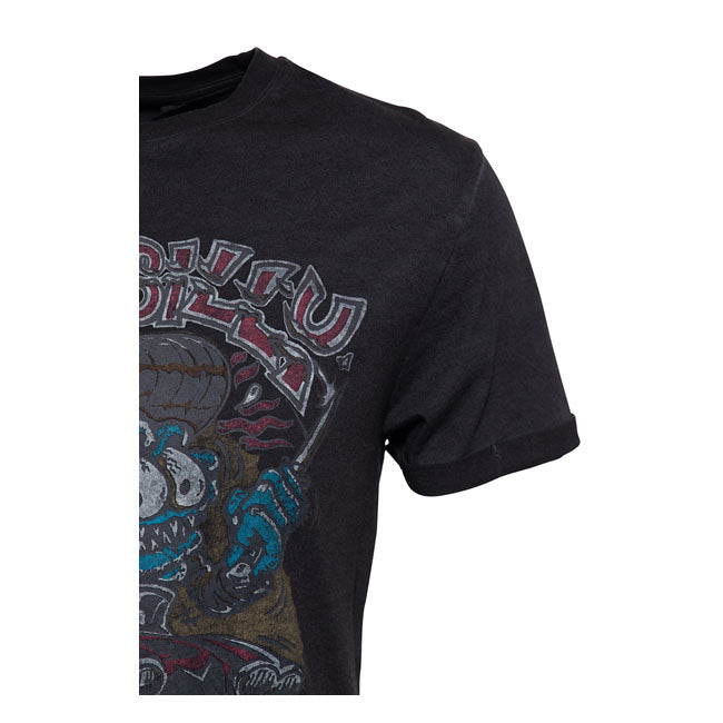 King Kerosin Oil Washed T-Shirt Rockabilly Greaser Black