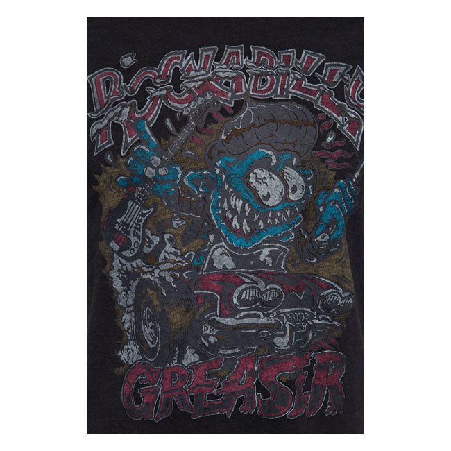 King Kerosin Oil Washed T-Shirt Rockabilly Greaser Black