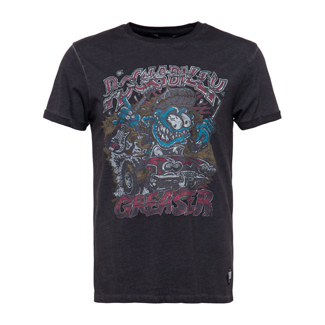 King Kerosin Oil Washed T-Shirt Rockabilly Greaser Black