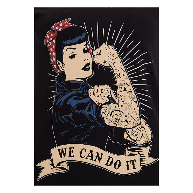 King Kerosin Queen Kerosin We Can Do It Ladies T-Shirt Black - FREE UK Shipping, FREE 365 Day Returns | Moto Central