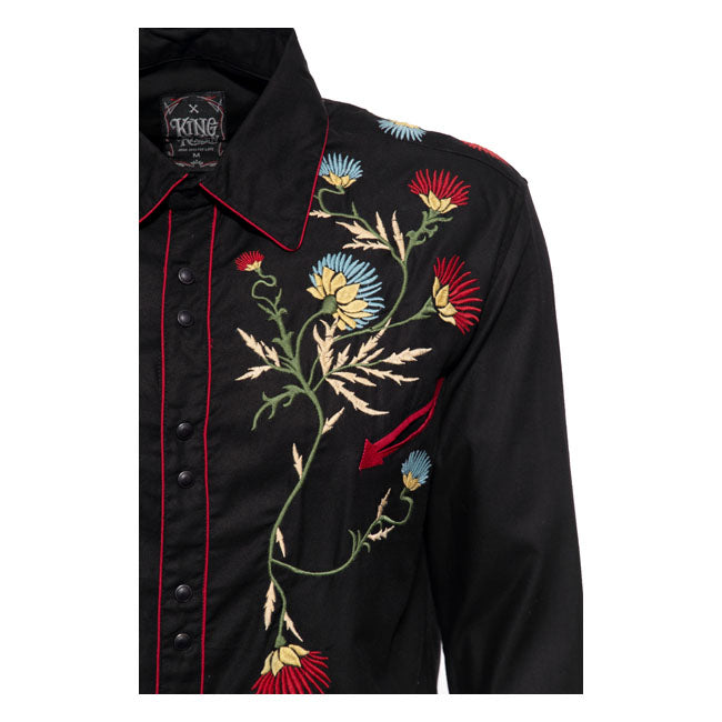 King Kerosin Rodeo Flowers Shirt Black
