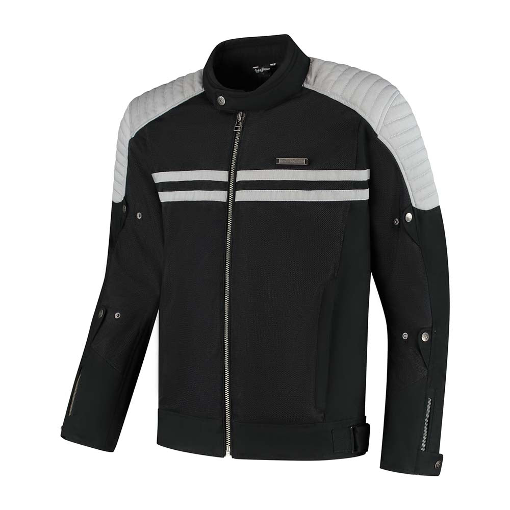 Rusty Stitches Sean Textile Jacket Black / Grey - FREE UK Delivery, FREE 365 Day Returns | Moto Central