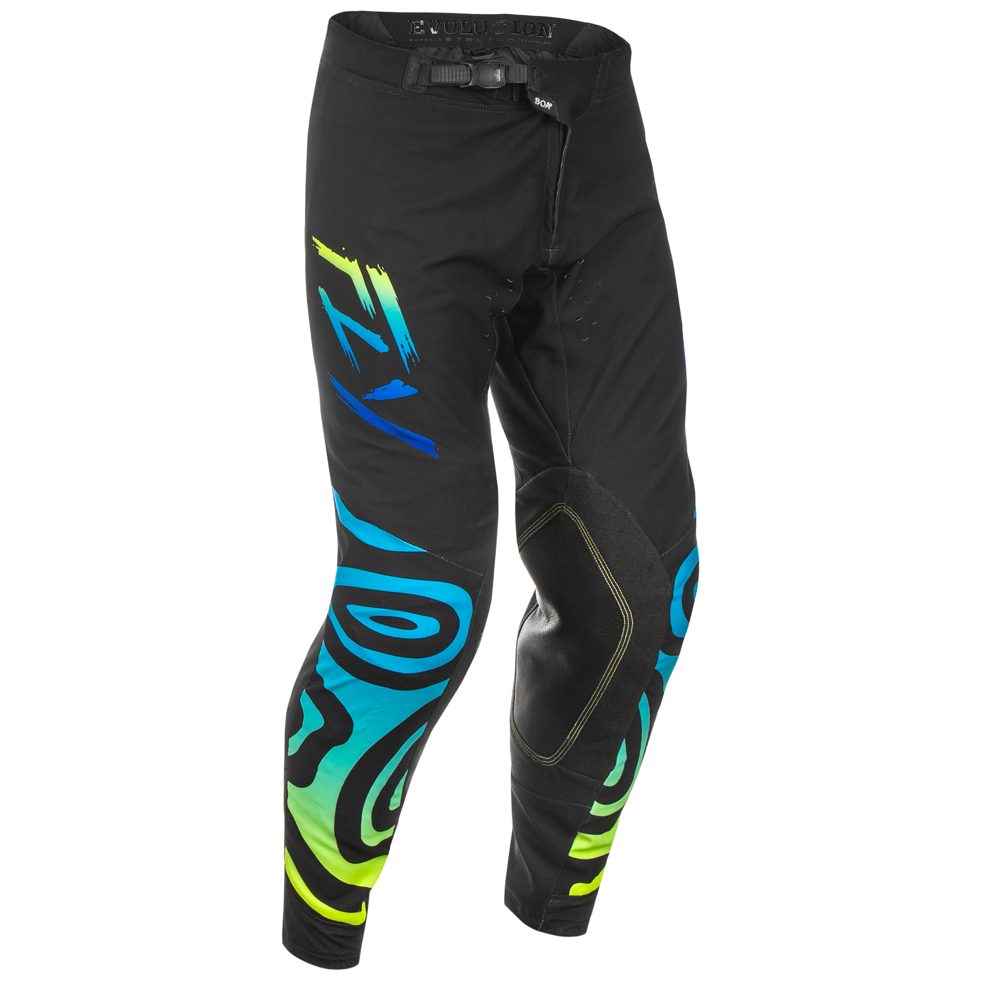 Fly Racing Evo DST MX Trouser Black / Blue / Yellow - FREE UK Shipping, FREE 365 Day Returns | Moto Central