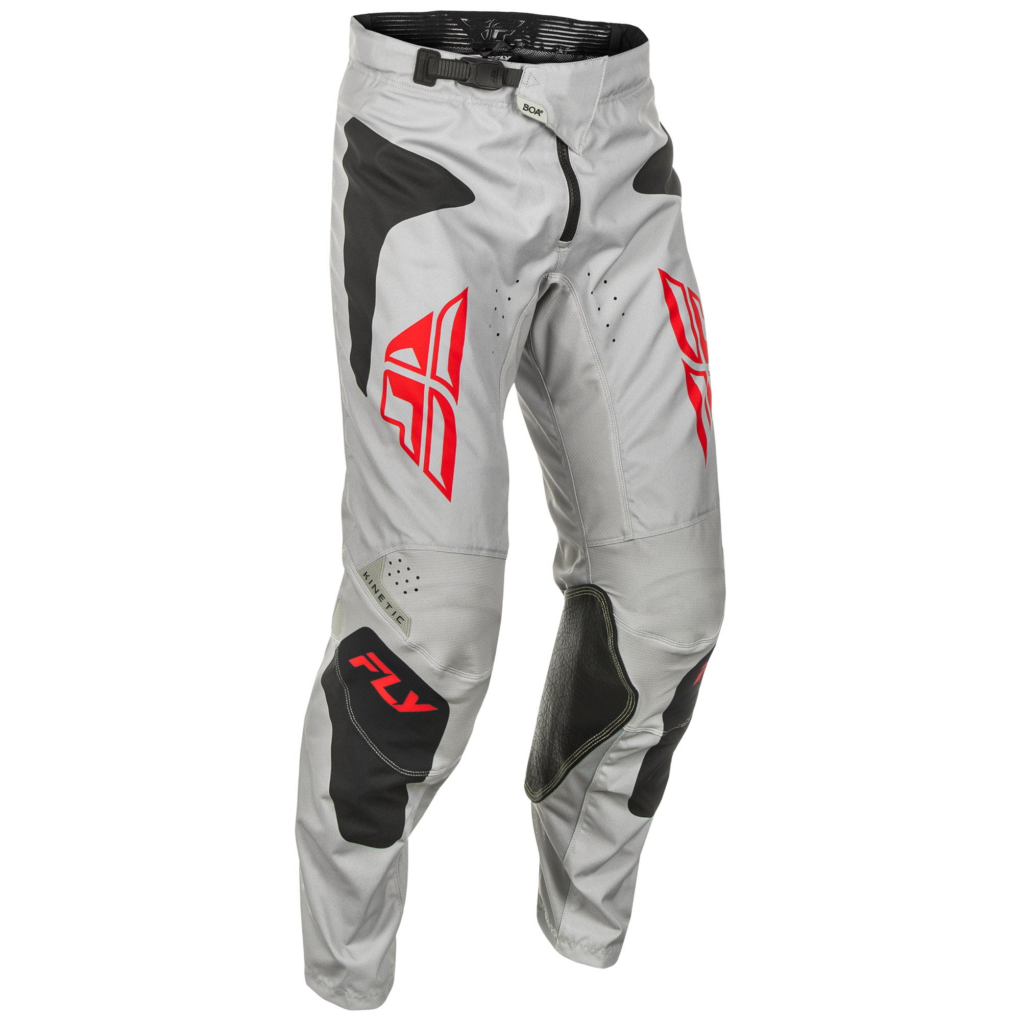 Fly Racing Kinetic SYM MX Trouser Light Grey / Red / Black - FREE UK Shipping, FREE 365 Day Returns | Moto Central