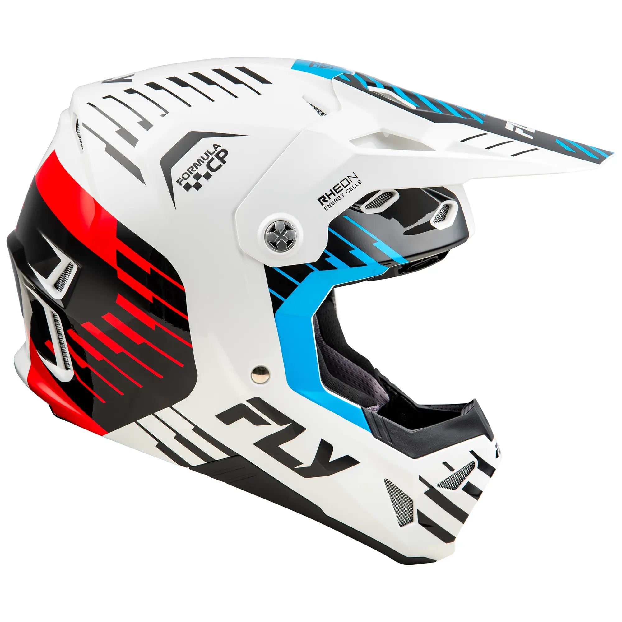Fly Racing Formula CP Slice White / Red / Cyan - FREE UK Shipping, FREE 365 Day Returns | Moto Central