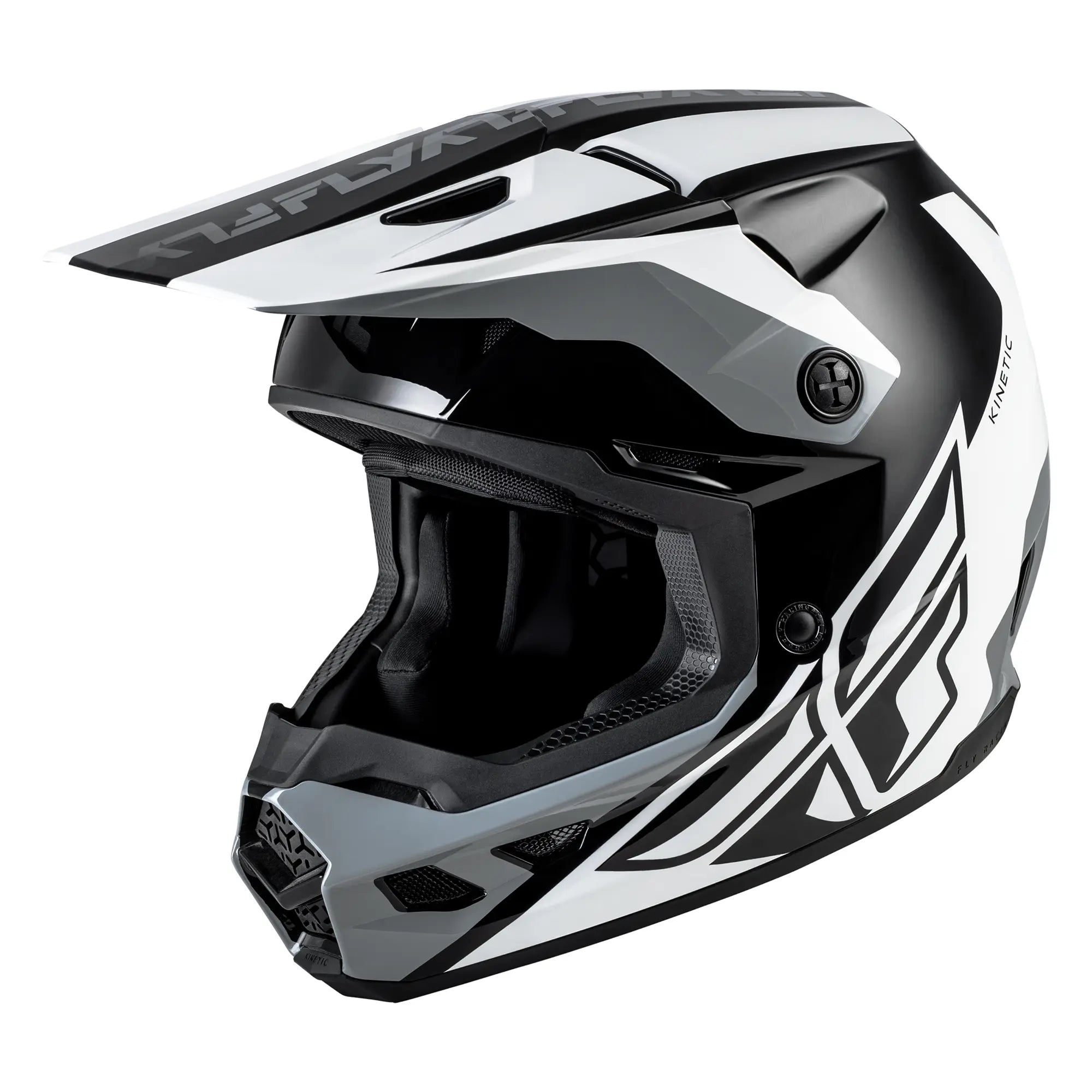 Fly Racing Kinetic Crest MX Helmet Black/White/Grey FREE UK Delivery