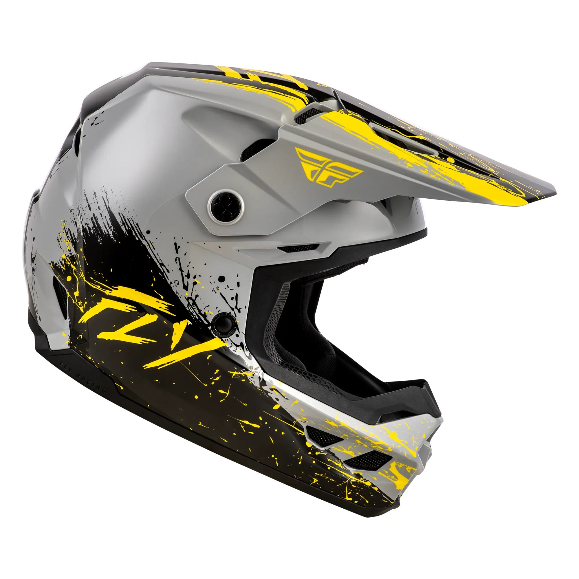 Fly Racing Kinetic Youth Drip Grey / Black / Yellow - FREE UK Shipping, FREE 365 Day Returns | Moto Central
