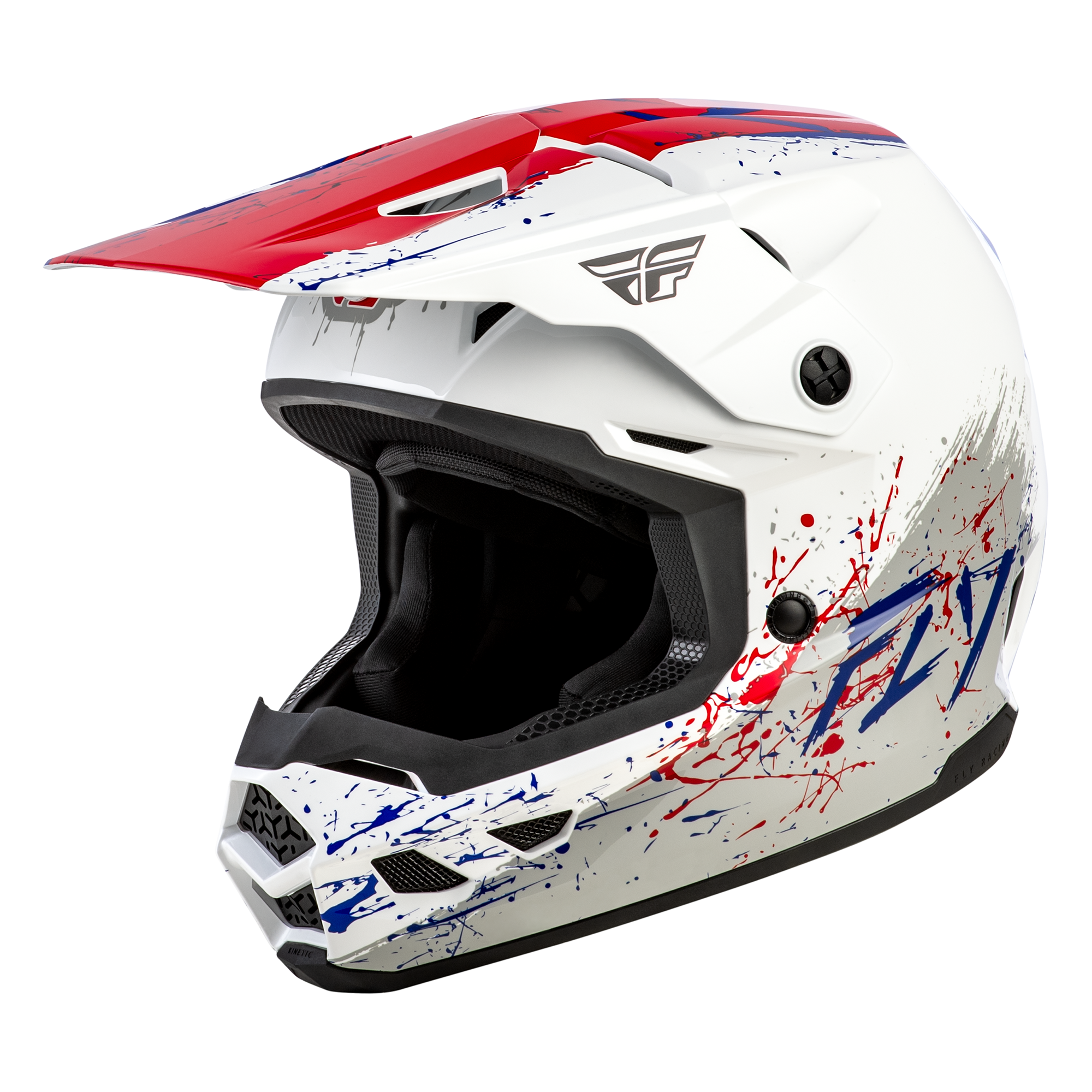 Fly Racing Kinetic Youth Drip Red / White / Blue - FREE UK Shipping, FREE 365 Day Returns | Moto Central