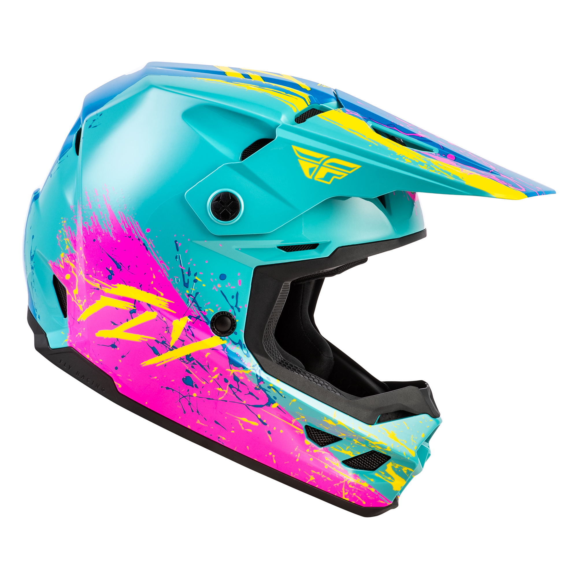 Fly Racing Kinetic Youth Drip Turquoise / Pink / Yellow - FREE UK Shipping, FREE 365 Day Returns | Moto Central
