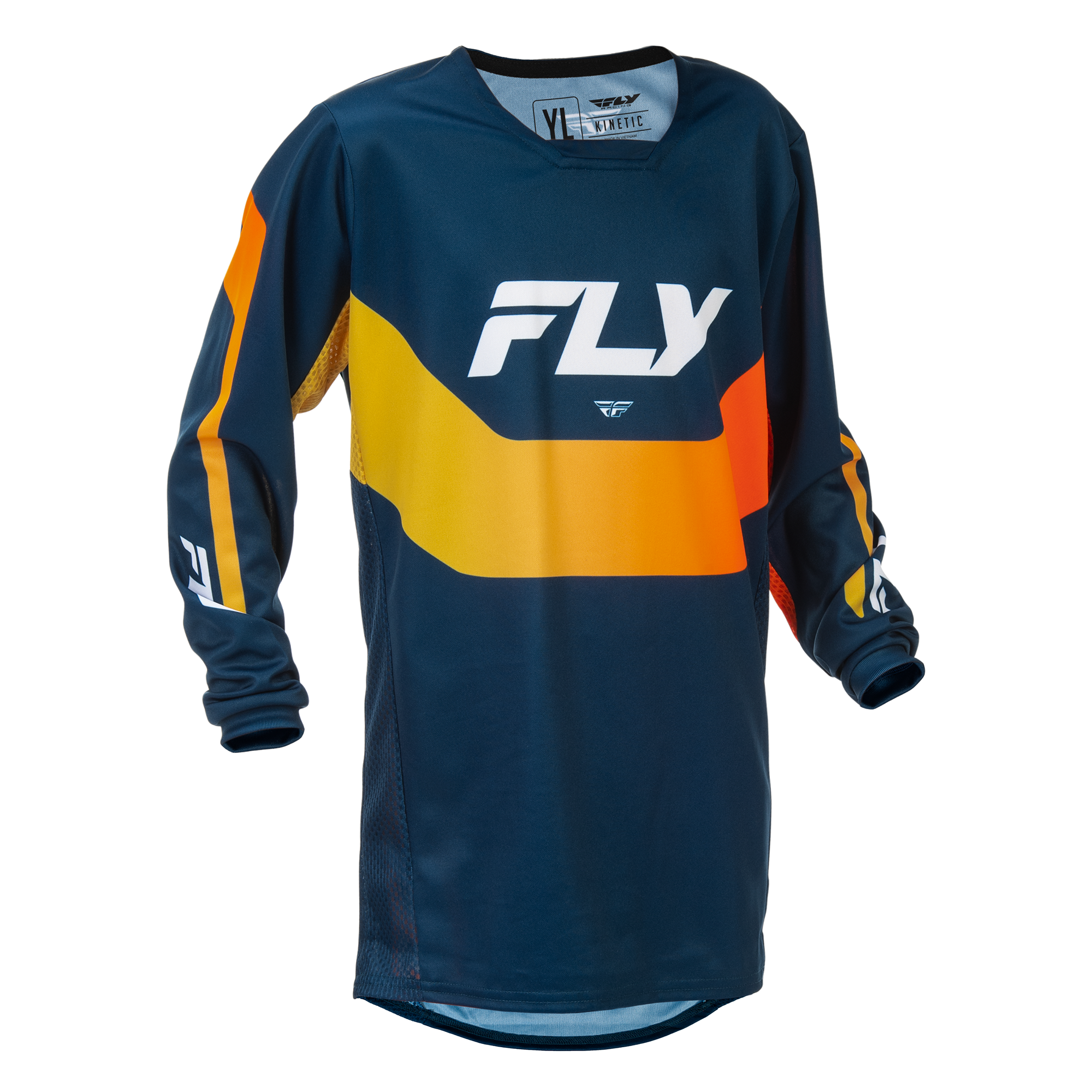 Fly Racing Kinetic Youth MX Jersey Navy / Orange - FREE UK Shipping, FREE 365 Day Returns | Moto Central