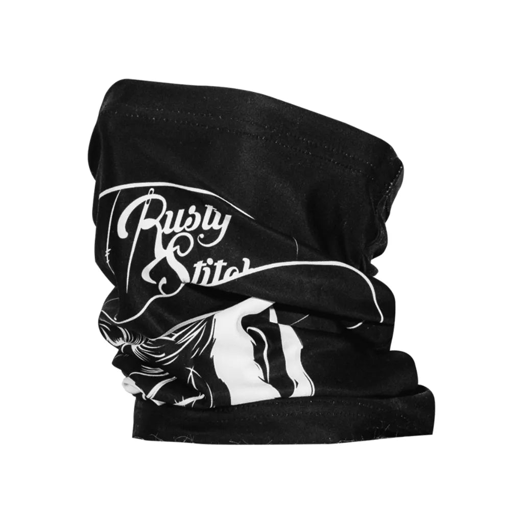 Rusty Stitches Monkey Neck Tube Printed Black - FREE UK Delivery, FREE 365 Day Returns | Moto Central