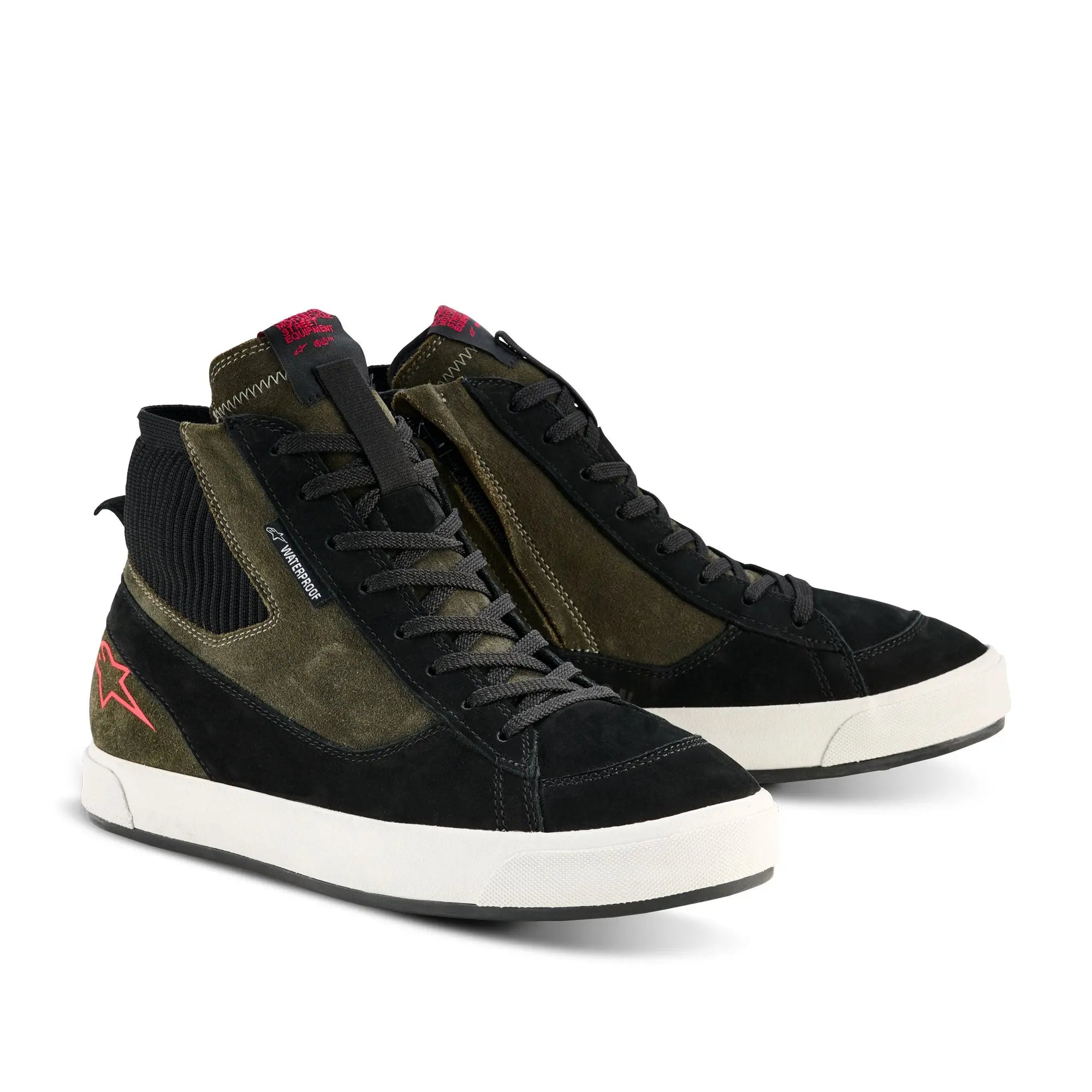 Alpinestars Stated Waterproof Shoes Military Green / Black / Off-White FREE UK Delivery, FREE 365 Day Returns | Moto Central
