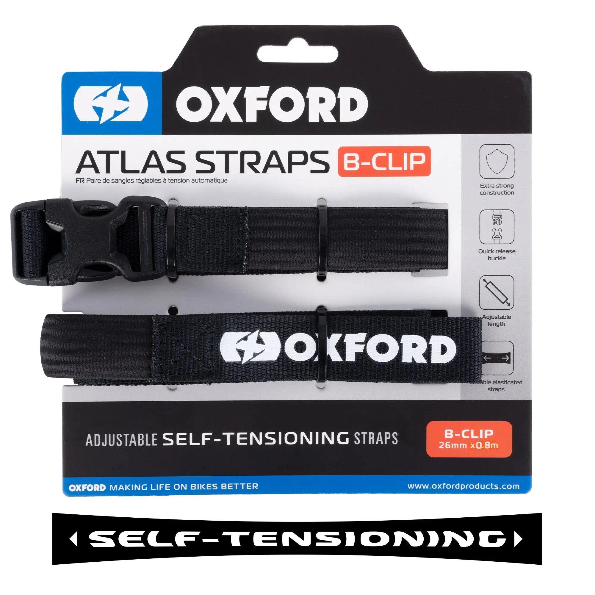 Oxford Atlas B-Clip Black - Pair FREE UK Delivery, FREE 365 Day Returns | Moto Central