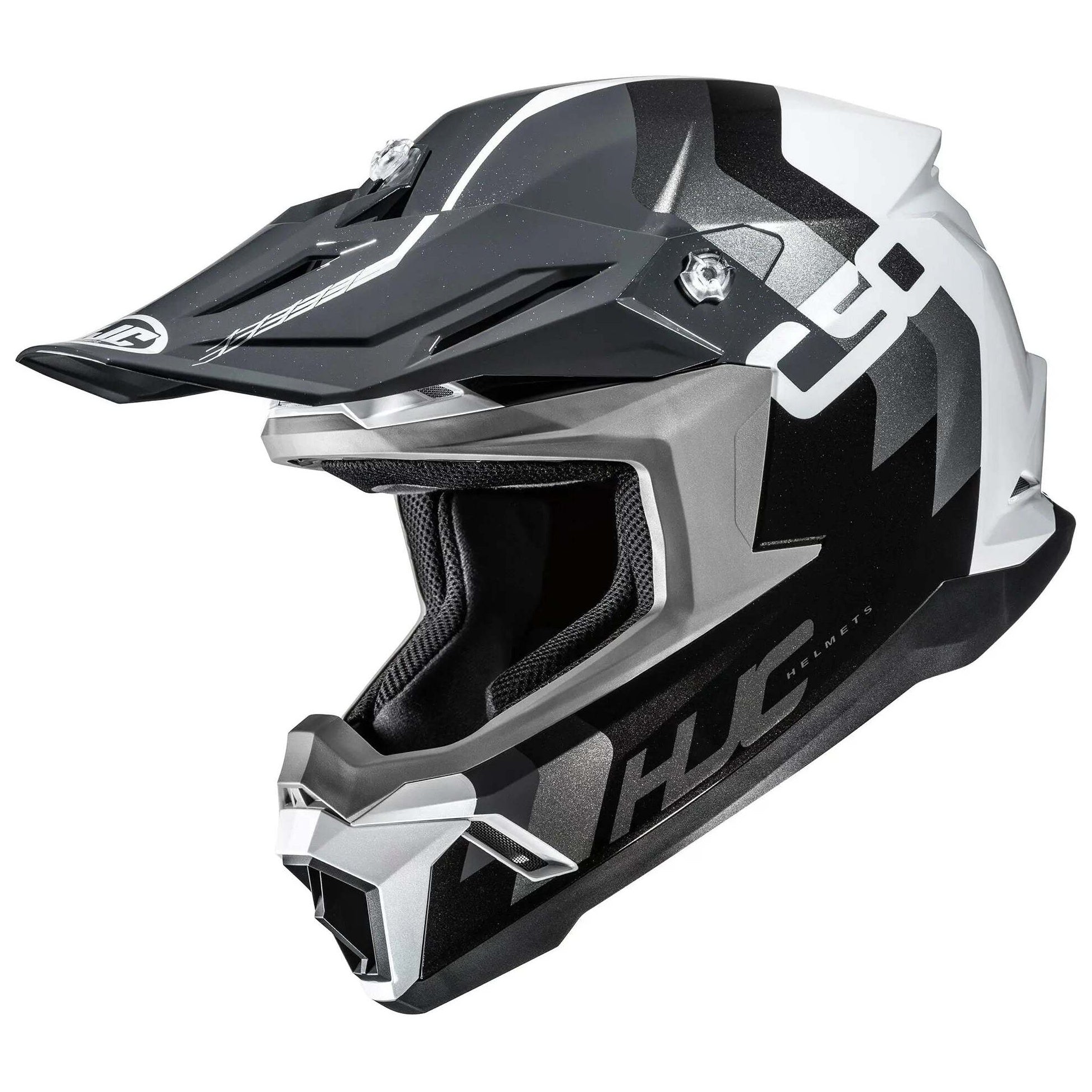 HJC C50 Primal MC5 Black motocross helmet, side view on white background