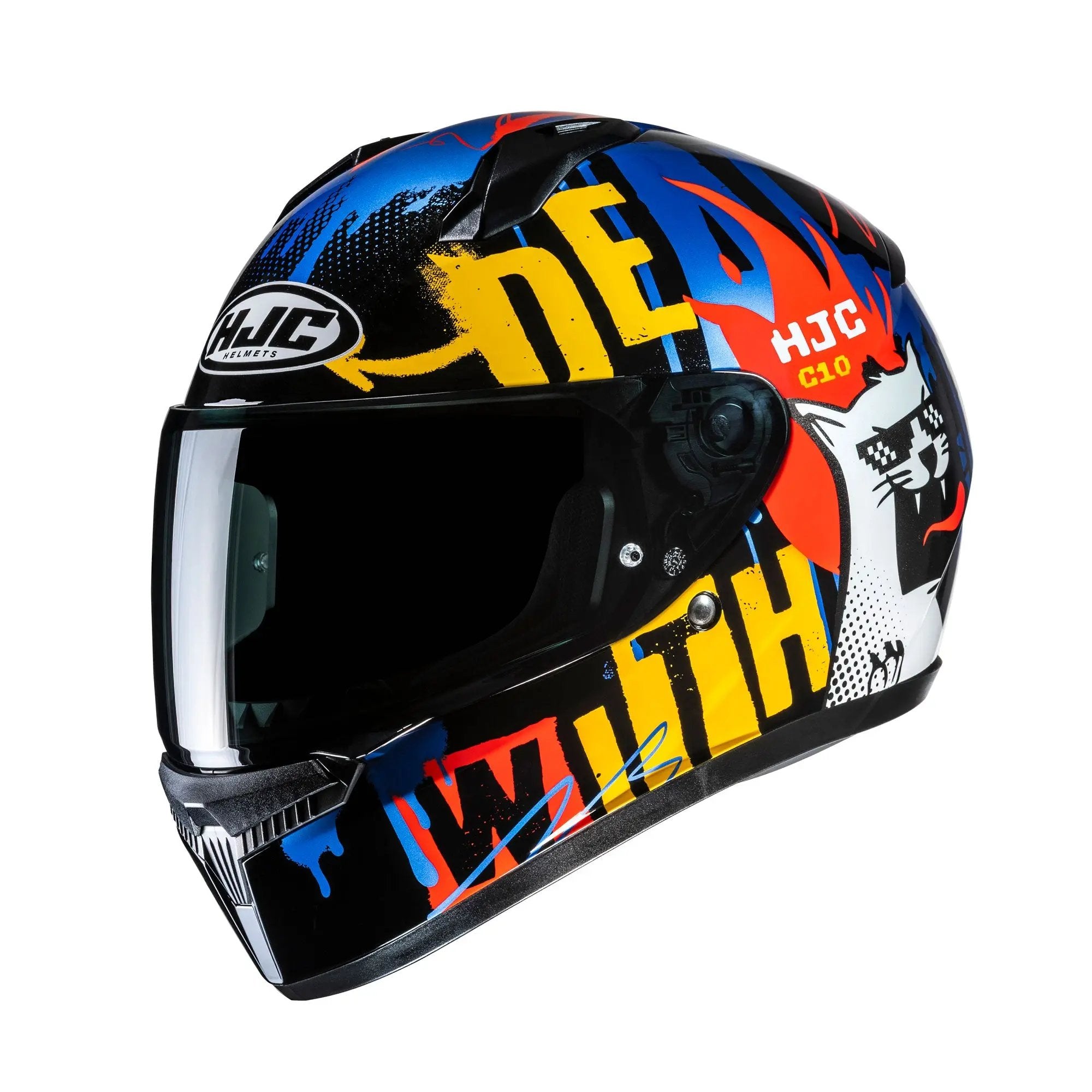 HJC C10 Fop MC23 Blue / White / Fluo Yellow FREE UK Delivery, FREE 365 Day Returns | Moto Central