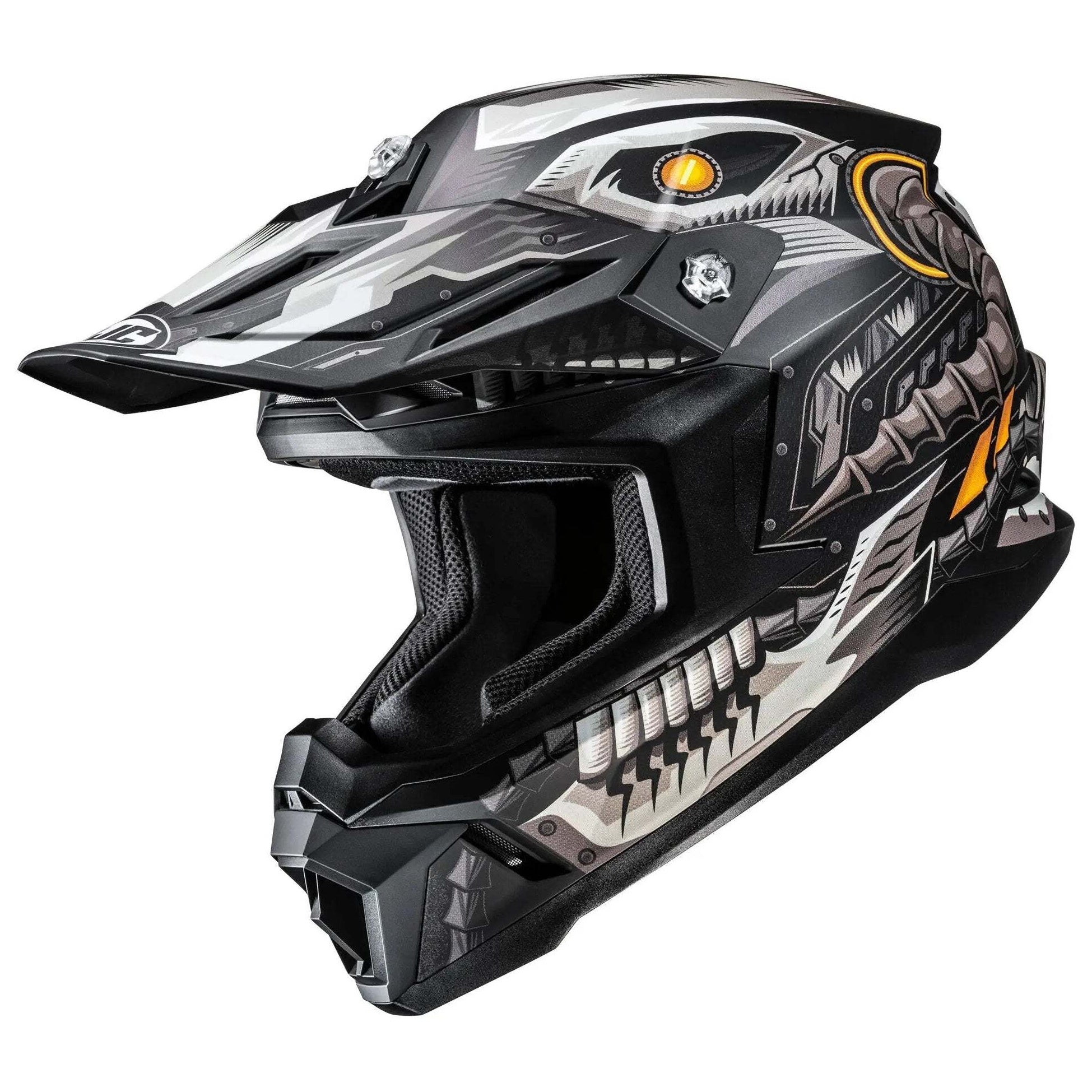 HJC C50 Mecha Beast MC5SF Black motocross helmet, left side view on white background