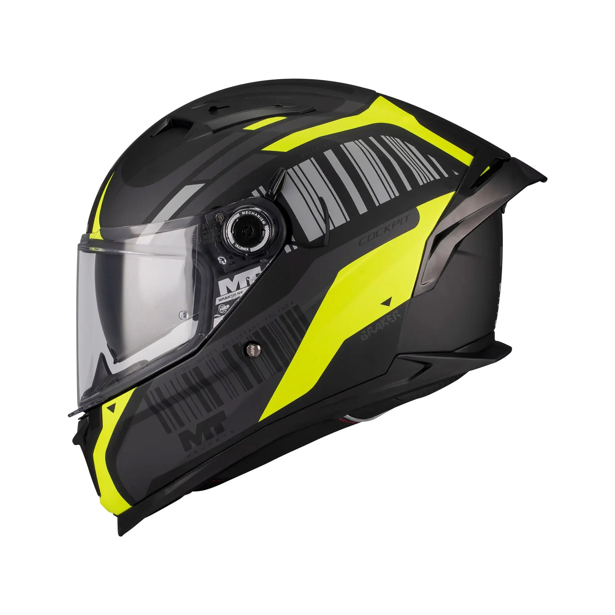 MT Helmet Braker SV Cockpit B13 Matt Black / Fluo Yellow FREE UK Delivery, FREE 365 Day Returns | Moto Central