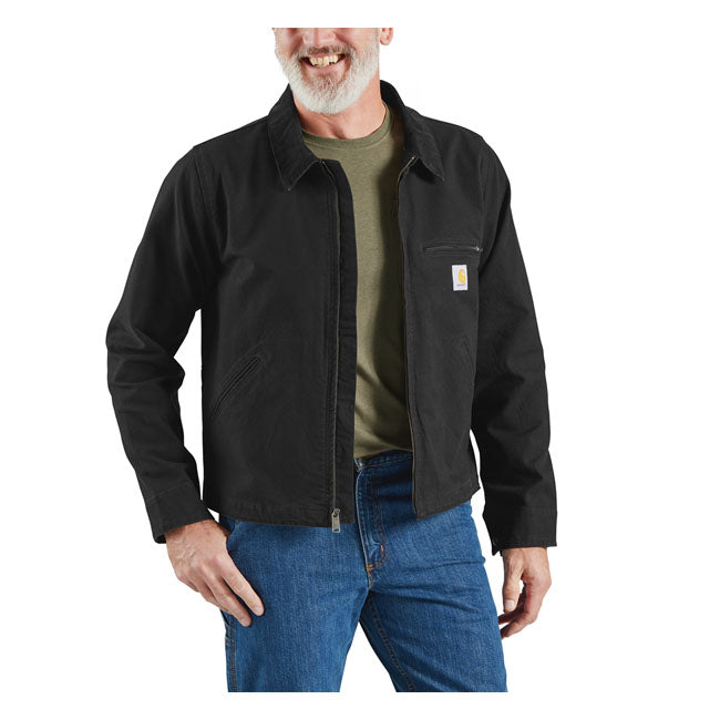 Carhartt Duck Detroit Relaxed Fit Jacket Black - FREE UK Shipping, FREE 365 Day Returns | Moto Central