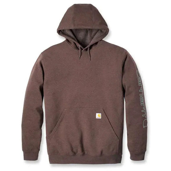 Carhartt Sleeves Logo Hooded Sweatshirt Mocha Heather – front view
