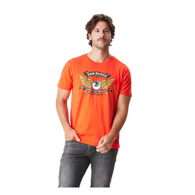 Von Dutch Wings Orange T-Shirt FREE UK Delivery, FREE 365 Day Returns | Moto Central
