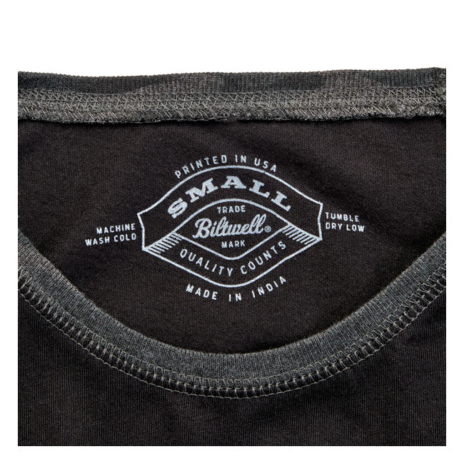 Biltwell Script Baseball Ladies Shirt Black / Grey - FREE UK Shipping, FREE 365 Day Returns | Moto Central