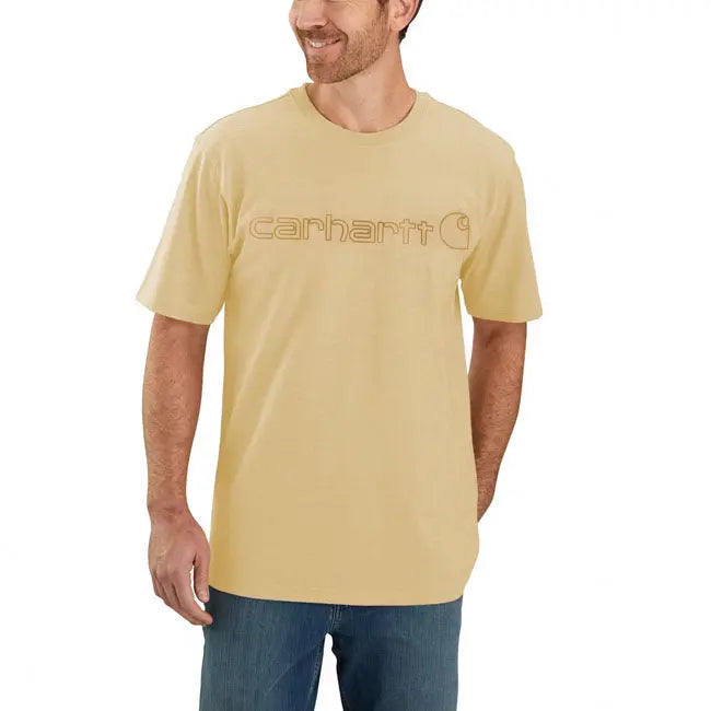 Carhartt Core Logo T-Shirt Short Sleeves Beach Heather FREE UK Delivery, FREE 365 Day Returns | Moto Central