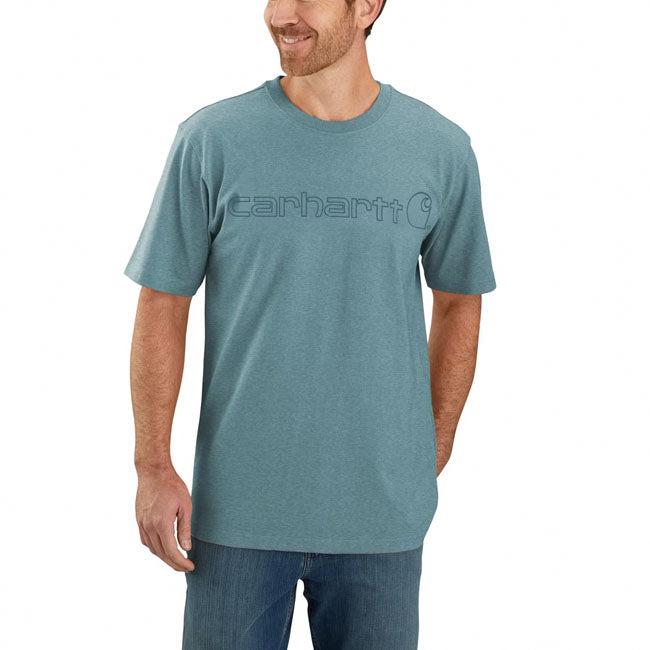 Carhartt Core Logo T-Shirt Short Sleeves Summer Blue Heather