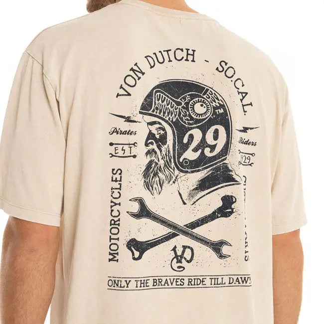 Von Dutch Brave T-Shirt Beige FREE UK Delivery, FREE 365 Day Returns | Moto Central