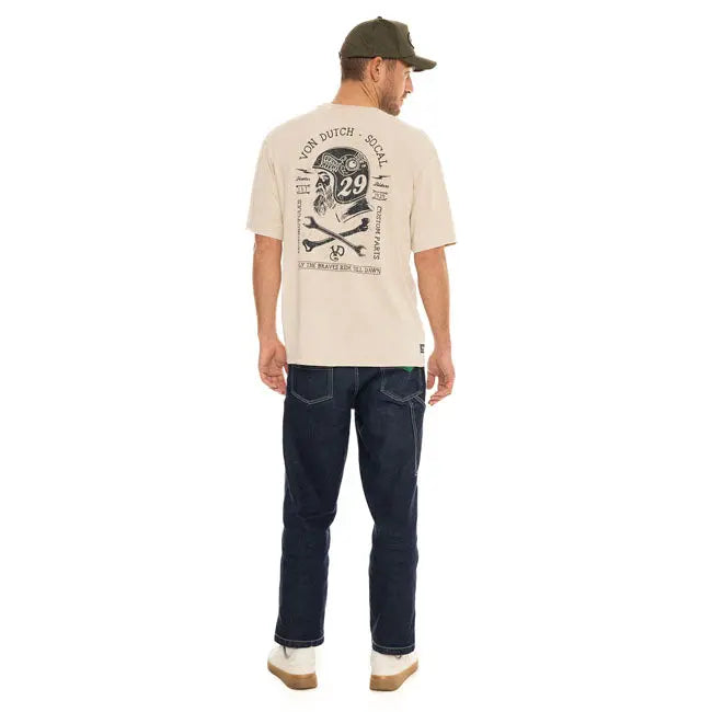Von Dutch Brave T-Shirt Beige FREE UK Delivery, FREE 365 Day Returns | Moto Central