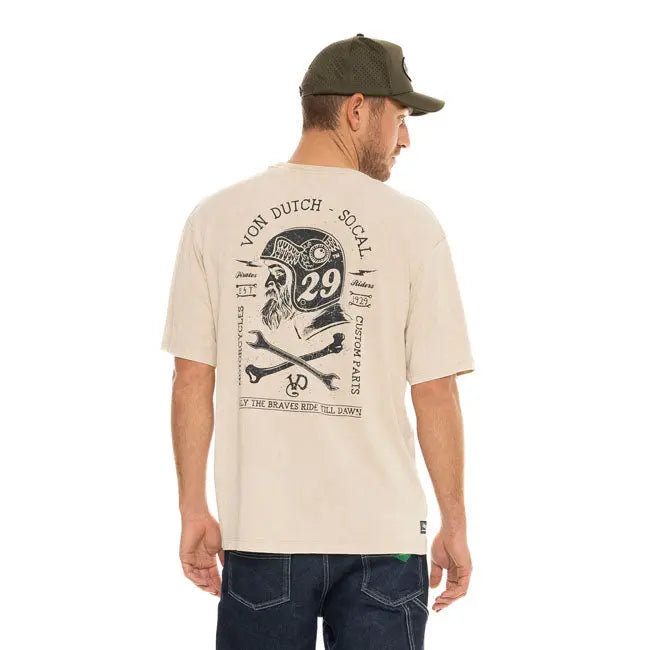 Von Dutch Brave T-Shirt Beige FREE UK Delivery, FREE 365 Day Returns | Moto Central