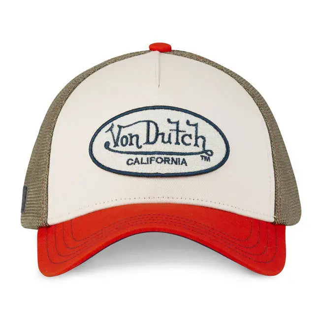 Von Dutch Terry Cap Red / Khaki FREE UK Delivery, FREE 365 Day Returns | Moto Central