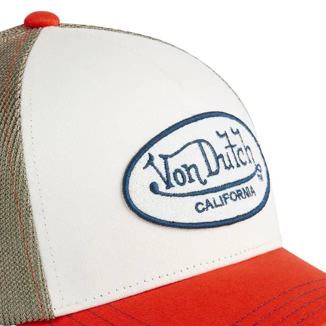 Von Dutch Terry Cap Red / Khaki FREE UK Delivery, FREE 365 Day Returns | Moto Central