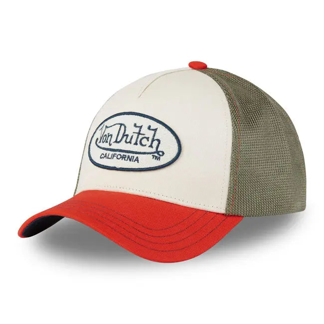 Von Dutch Terry Cap Red / Khaki FREE UK Delivery, FREE 365 Day Returns | Moto Central