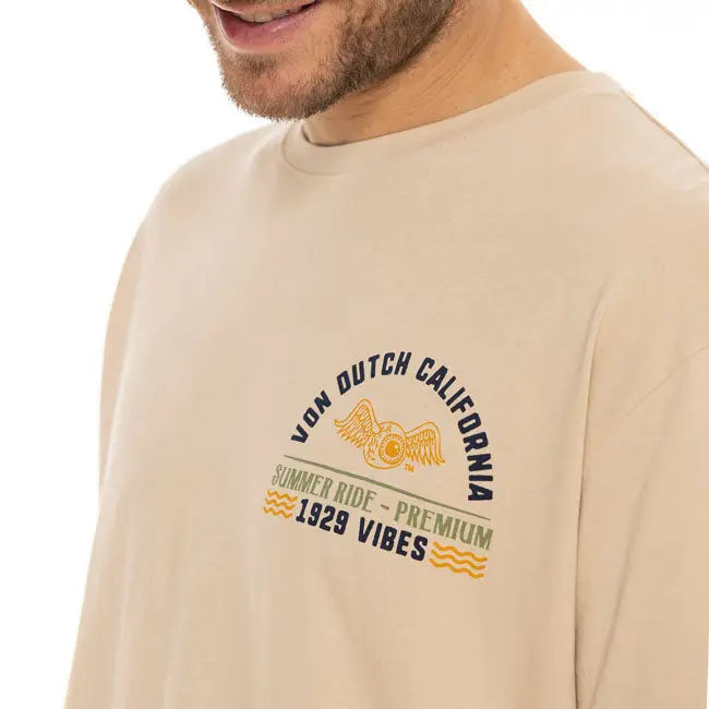 Von Dutch Vibes T-Shirt Beige FREE UK Delivery, FREE 365 Day Returns | Moto Central