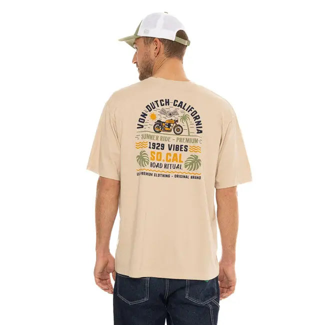 Von Dutch Vibes T-Shirt Beige FREE UK Delivery, FREE 365 Day Returns | Moto Central