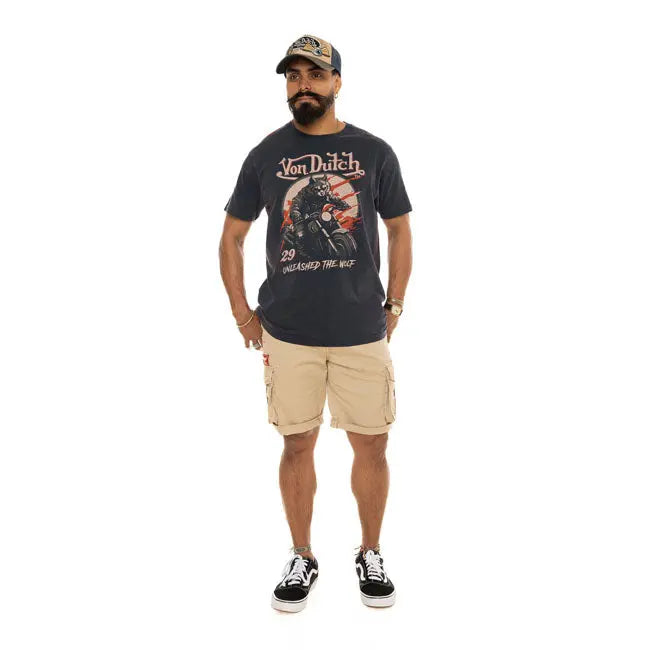 Von Dutch Wolfy T-Shirt Navy FREE UK Delivery, FREE 365 Day Returns | Moto Central