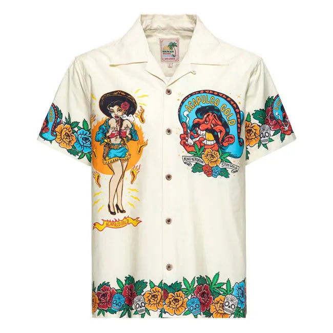 King Kerosin Acapulco Hawaii Shirt Off-White FREE UK Delivery, FREE 365 Day Returns | Moto Central