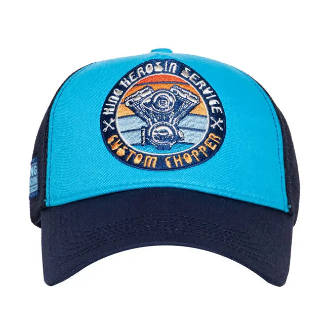 King Kerosin Custom Chopper Cap Blue FREE UK Delivery, FREE 365 Day Returns | Moto Central