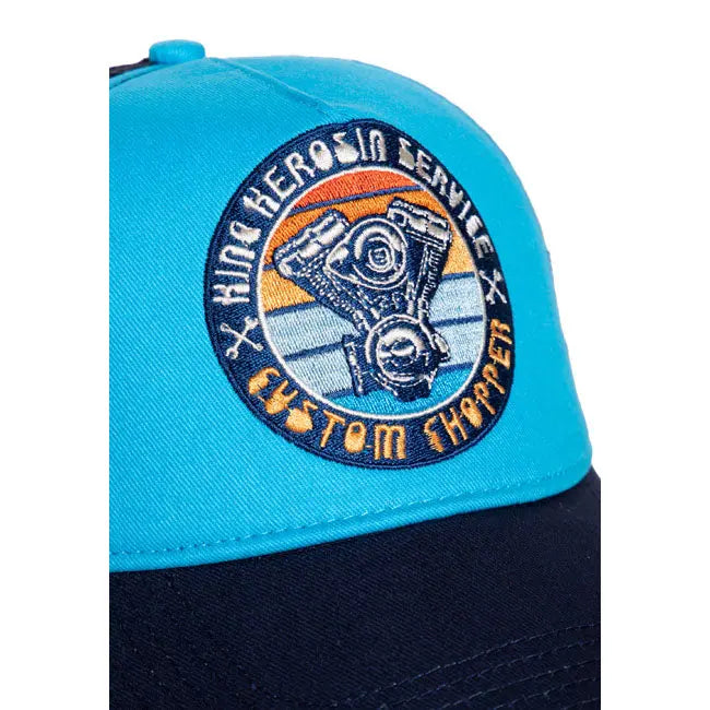 King Kerosin Custom Chopper Cap Blue FREE UK Delivery, FREE 365 Day Returns | Moto Central