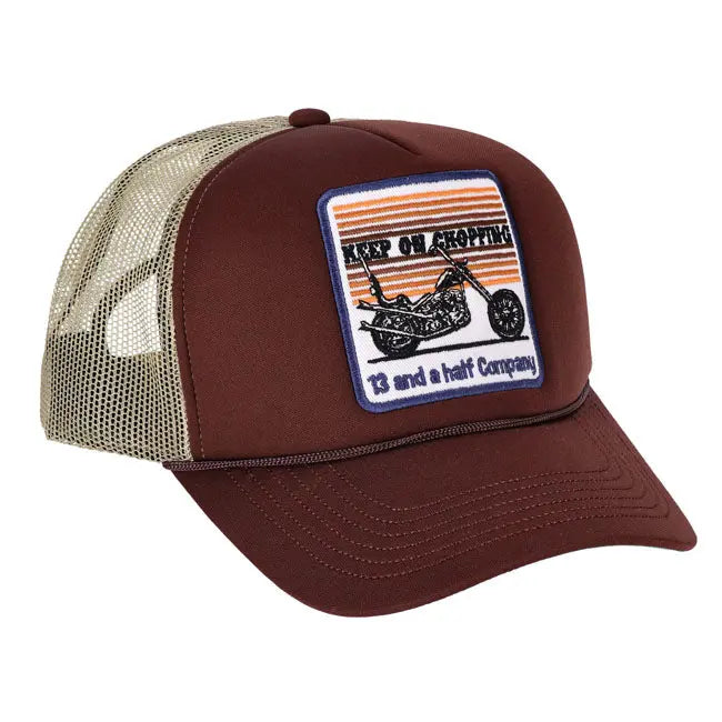 13 And A Half Magazine Keep On Chopping Trucker Cap Brown / Khaki FREE UK Delivery, FREE 365 Day Returns | Moto Central