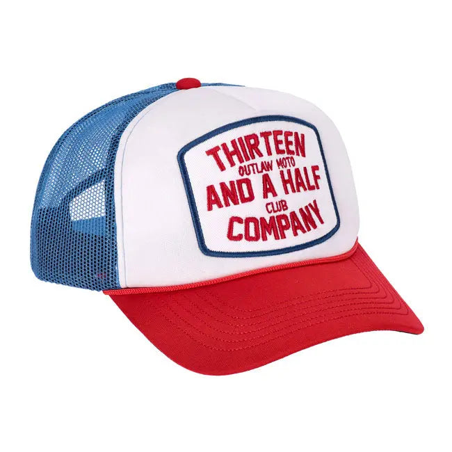 13 And A Half Magazine Outlaw Club Trucker Cap Blue / Red FREE UK Delivery, FREE 365 Day Returns | Moto Central