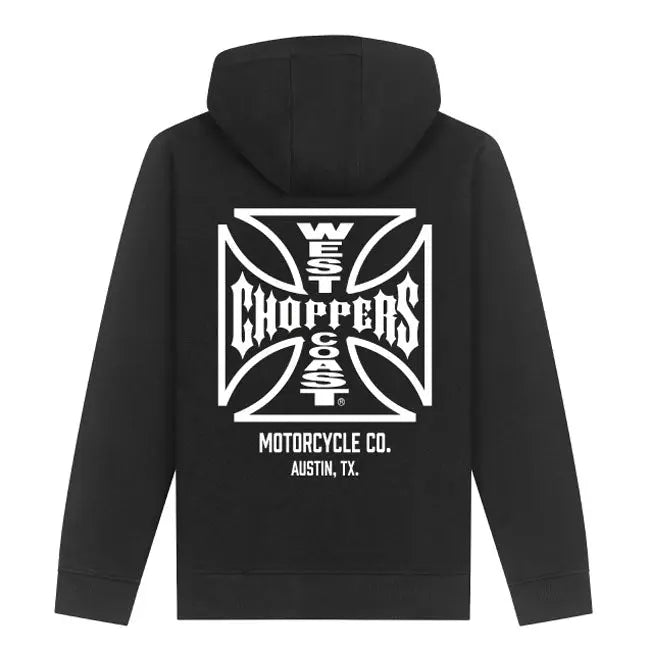 West Coast Choppers ATX Cross Zip Hoodie Black / White FREE UK Delivery, FREE 365 Day Returns | Moto Central