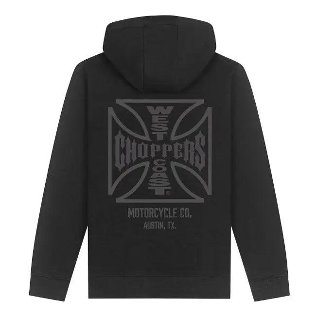 West Coast Choppers ATX Cross Zip Hoodie Black / Grey FREE UK Delivery, FREE 365 Day Returns | Moto Central