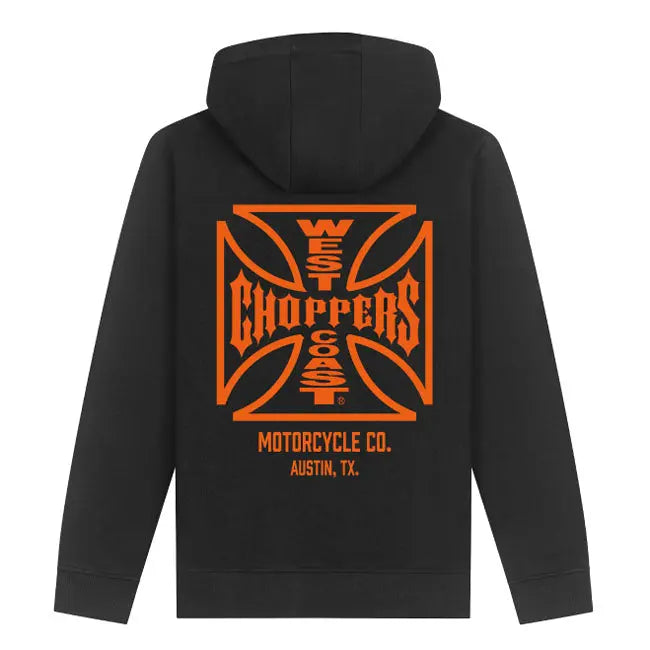 West Coast Choppers ATX Cross Hoodie Black / Orange FREE UK Delivery