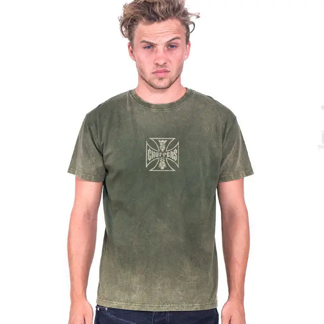 West Coast Choppers Loud Pipes T-Shirt Vintage Green FREE UK Delivery, FREE 365 Day Returns | Moto Central