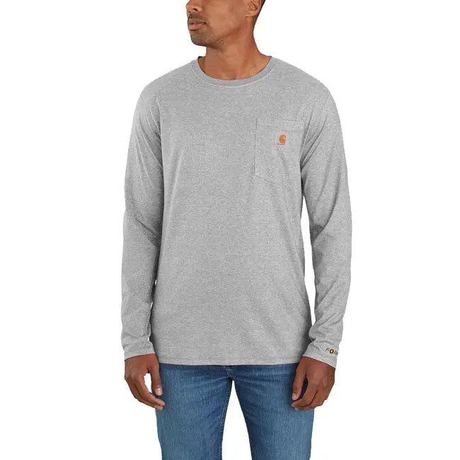 Carhartt Midweight Long Sleeves Pocket T-Shirt Heather Grey FREE UK Delivery, FREE 365 Day Returns | Moto Central